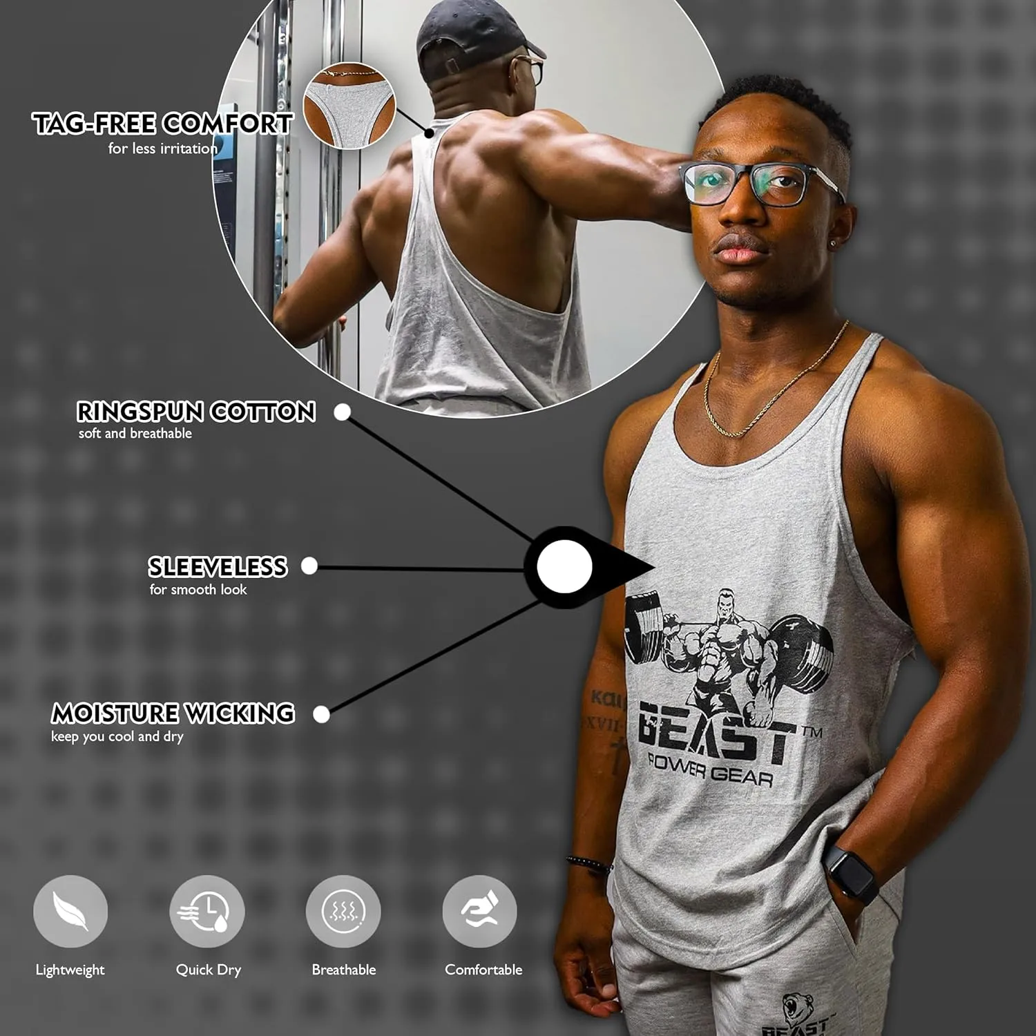 Tank Tops Men, Y-Back Muscle Mens Tank Top, Breathable, Dry Fit Sleeveless Shirts for Men, Bodybuilding Muscle Shirts for Men