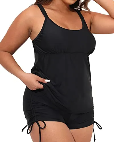 Tankini Swimsuit For Women Plus Size Swimwear For Women-Black