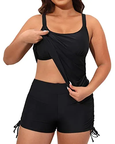 Tankini Swimsuit For Women Plus Size Swimwear For Women-Black