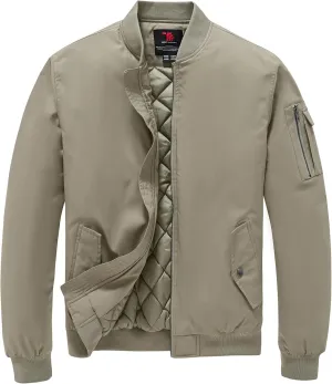 TBMPOY Men's Bomber Jacket Lightweight Winter Windbreaker Zip Up Padded Softshell Windproof Water-Resistant Casual Fall Coat