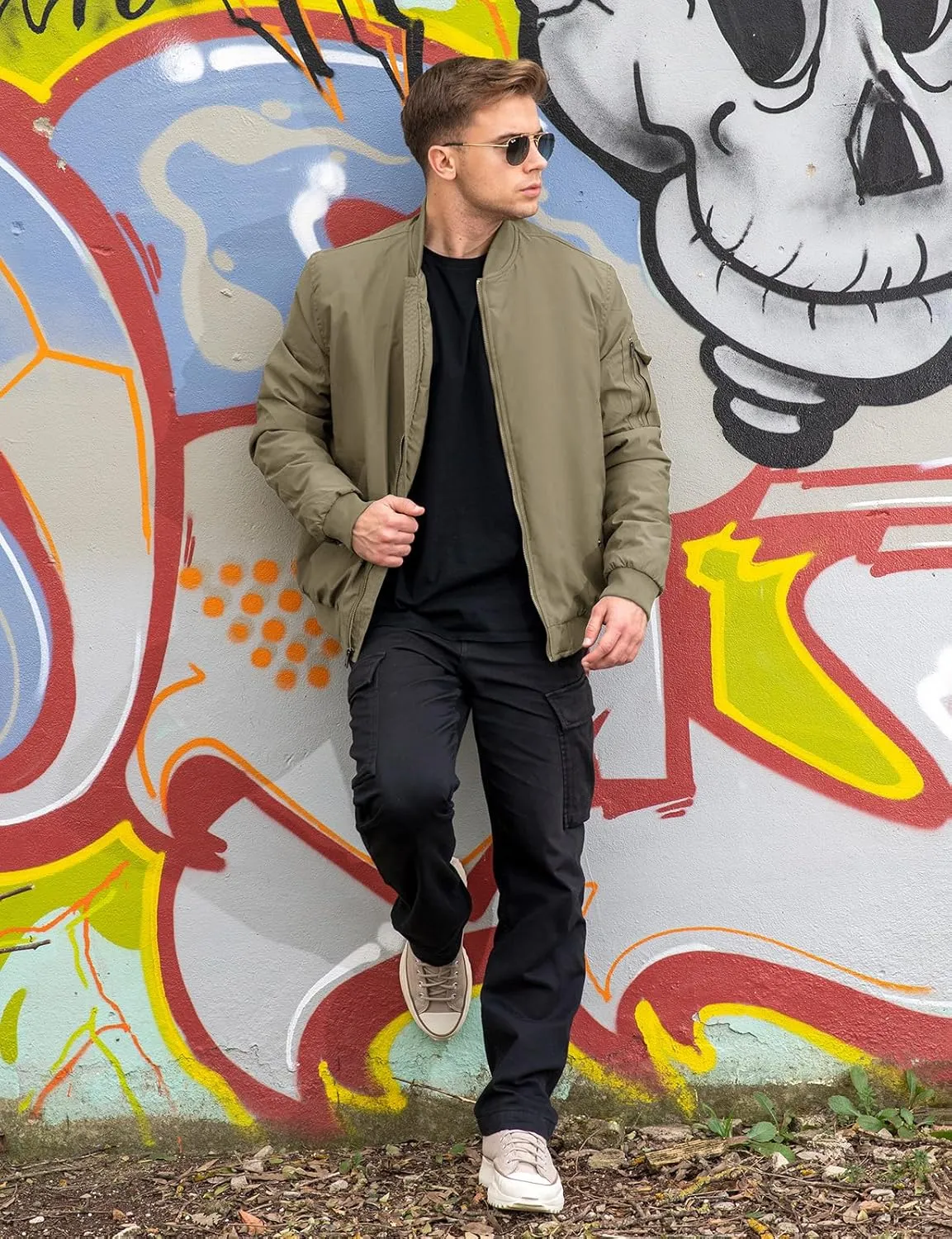 TBMPOY Men's Bomber Jacket Lightweight Winter Windbreaker Zip Up Padded Softshell Windproof Water-Resistant Casual Fall Coat