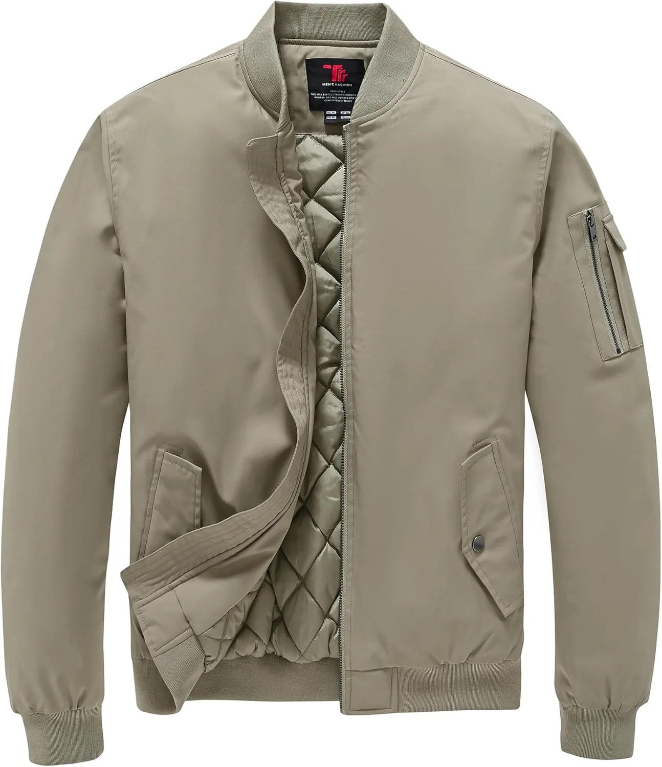 TBMPOY Men's Bomber Jacket Lightweight Winter Windbreaker Zip Up Padded Softshell Windproof Water-Resistant Casual Fall Coat