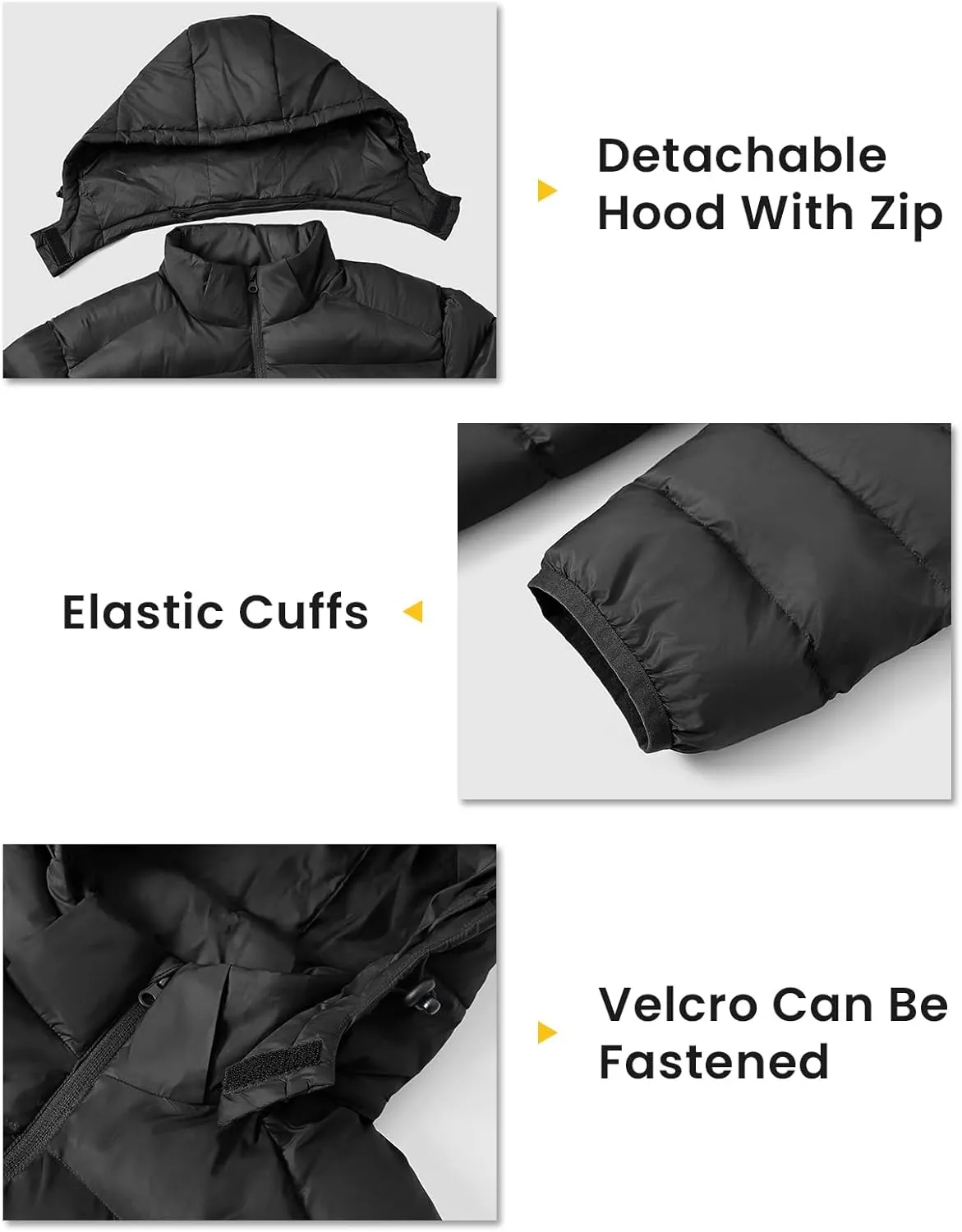 TBMPOY Men's Lightweight Puffer Jackets Detachable Hood Water-Resistant Casual Winter Coat Hooded Insulated for Travel Ski