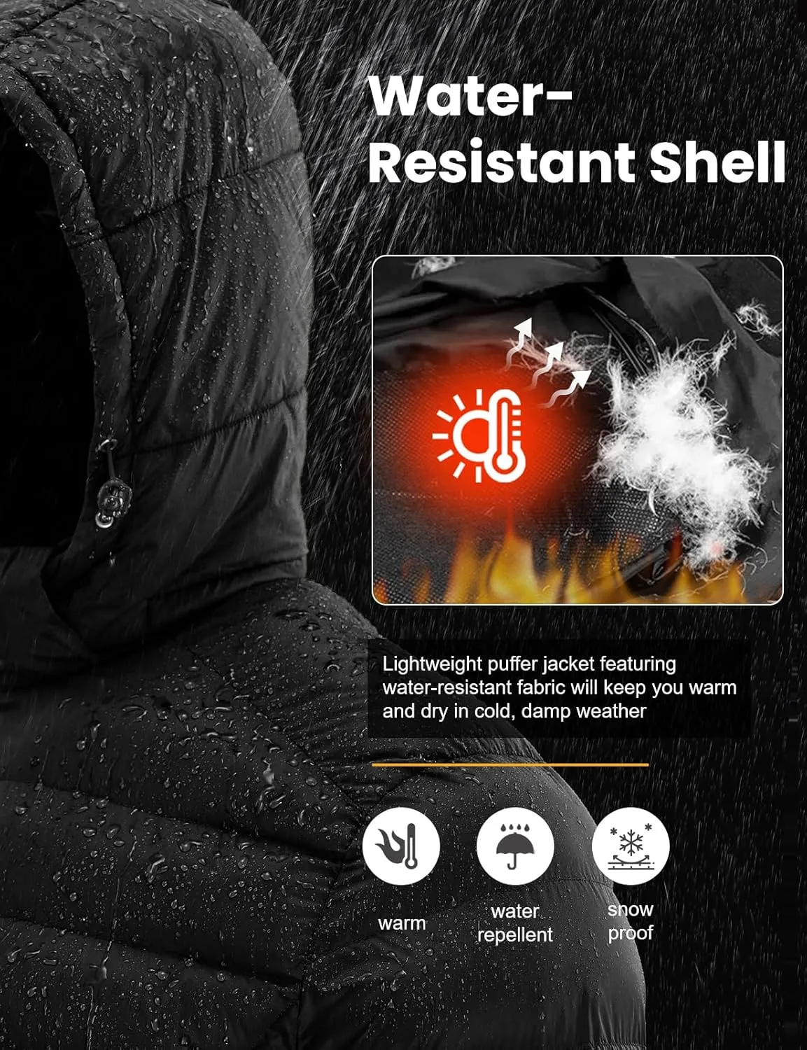 TBMPOY Men's Lightweight Puffer Jackets Detachable Hood Water-Resistant Casual Winter Coat Hooded Insulated for Travel Ski