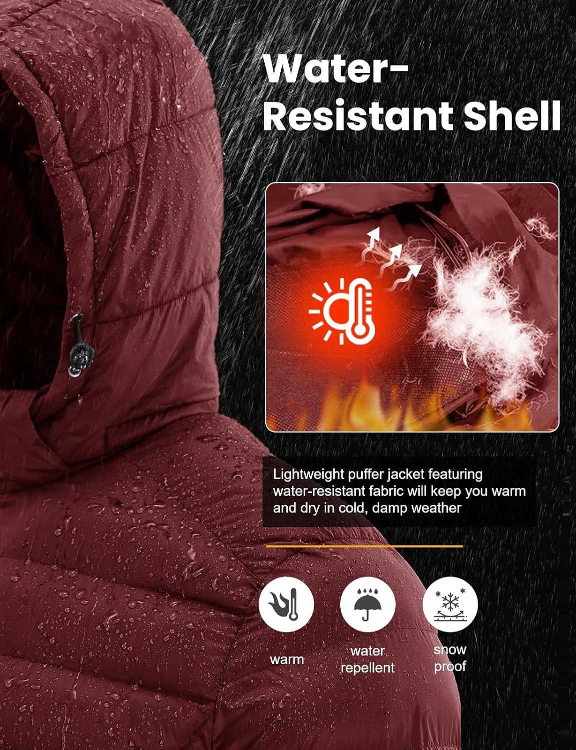 TBMPOY Men's Lightweight Puffer Jackets Detachable Hood Water-Resistant Casual Winter Coat Hooded Insulated for Travel Ski