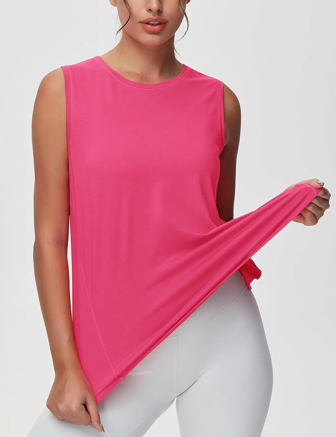 THE GYM PEOPLE Women's Workout Tank Tops Loose Fit Sleeveless Breathable Yoga Shirts with Side Slits