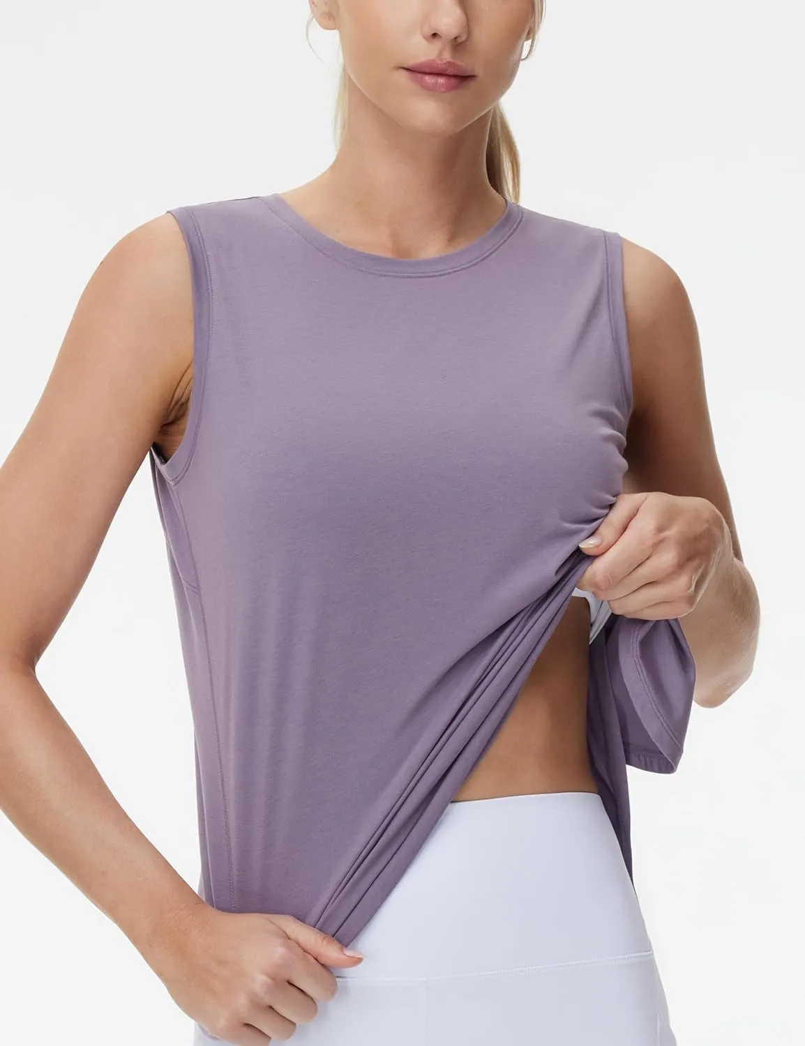 THE GYM PEOPLE Women's Workout Tank Tops Loose Fit Sleeveless Breathable Yoga Shirts with Side Slits