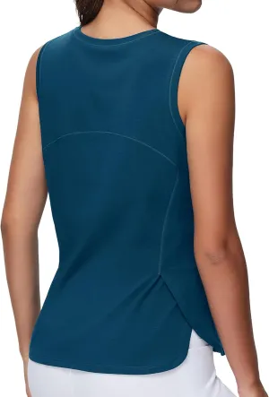 THE GYM PEOPLE Women's Workout Tank Tops Loose Fit Sleeveless Breathable Yoga Shirts with Side Slits