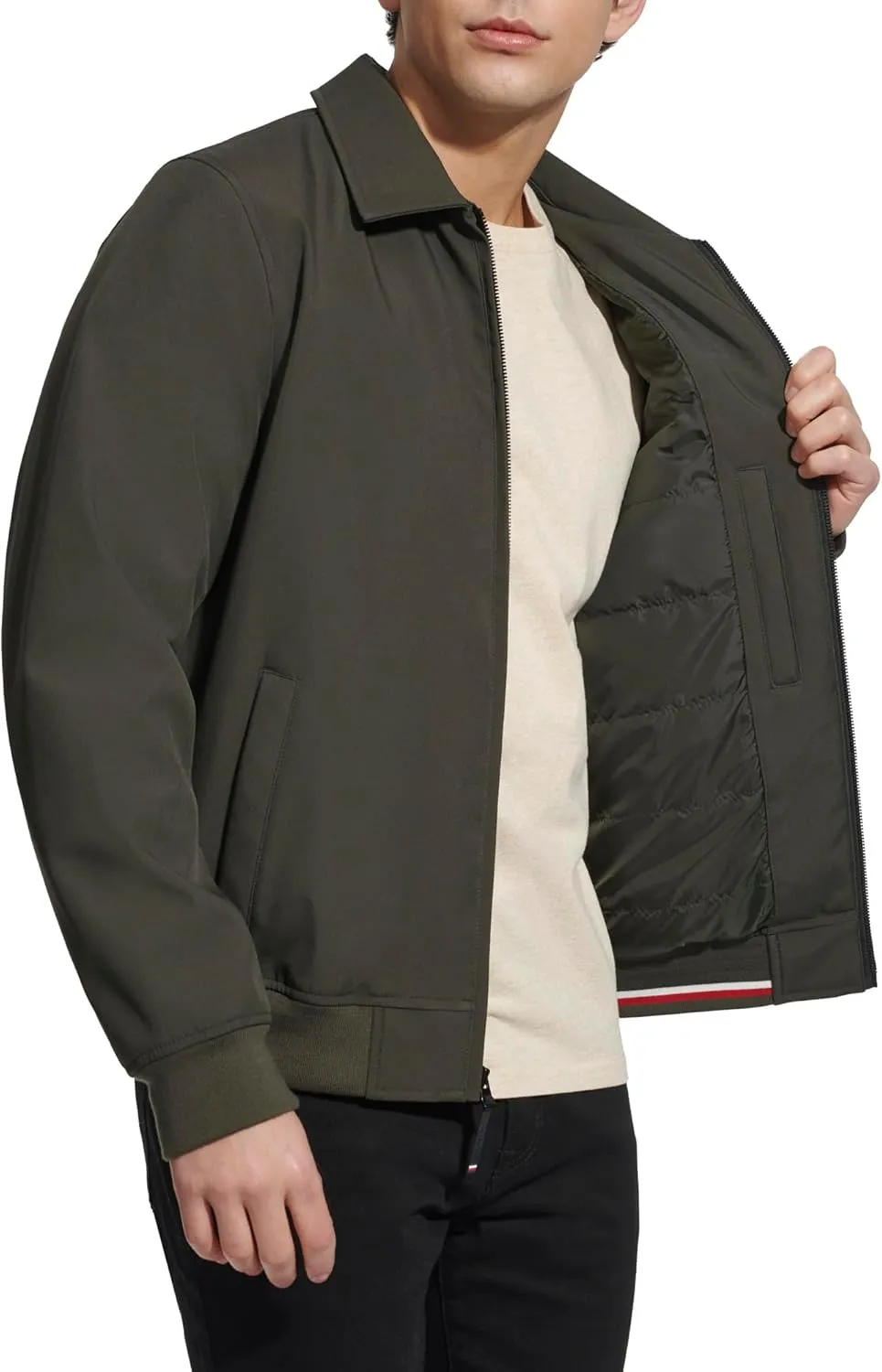 Tommy Hilfiger Mens Lightweight Water Resistant Varsity Bomber Jacket