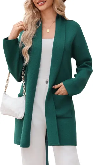 Totatuit Long Cardigan Sweaters for Women with Belt 2025 Fall Spring Open Front Knit Sweaters for Women with Pockets