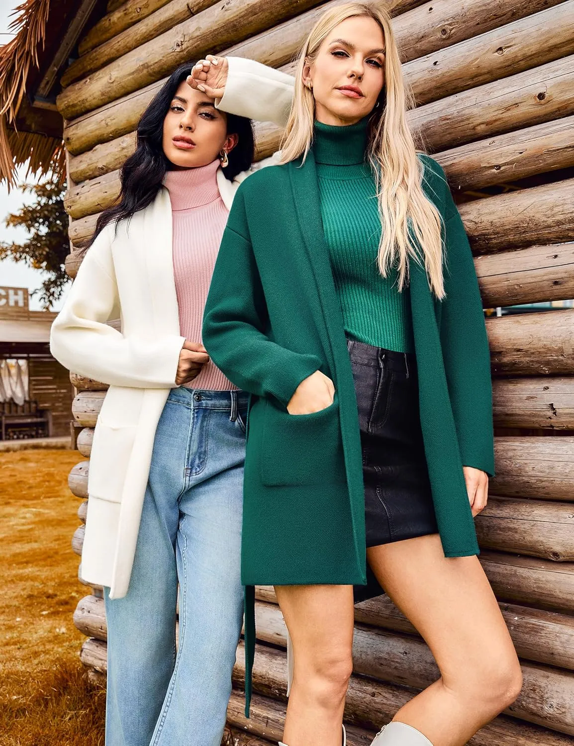 Totatuit Long Cardigan Sweaters for Women with Belt 2025 Fall Spring Open Front Knit Sweaters for Women with Pockets