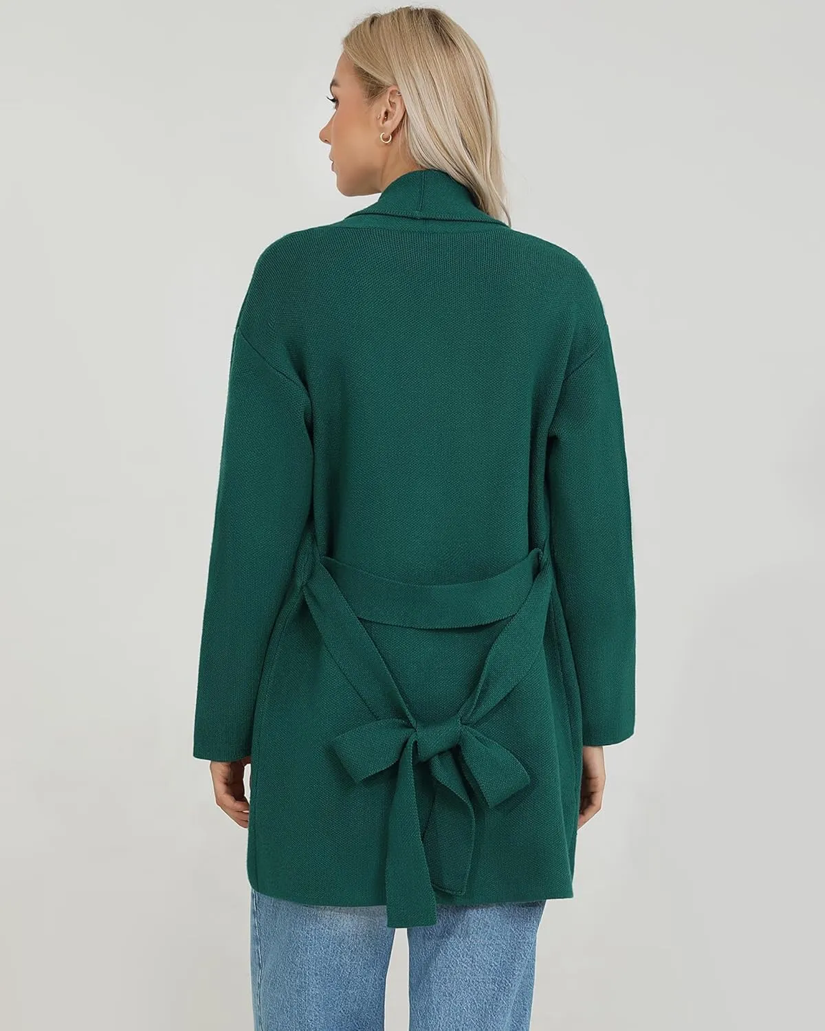 Totatuit Long Cardigan Sweaters for Women with Belt 2025 Fall Spring Open Front Knit Sweaters for Women with Pockets