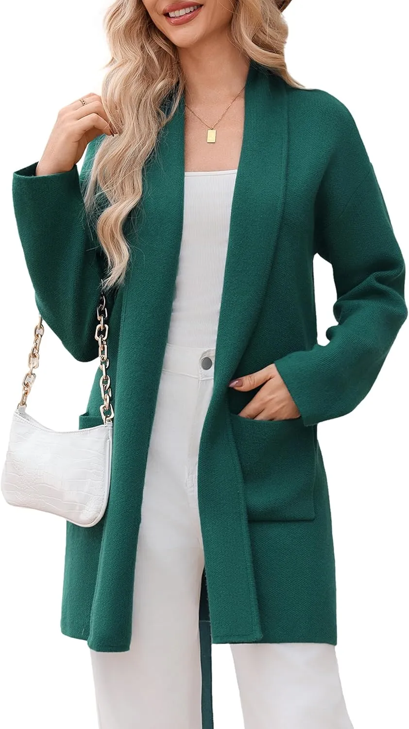 Totatuit Long Cardigan Sweaters for Women with Belt 2025 Fall Spring Open Front Knit Sweaters for Women with Pockets