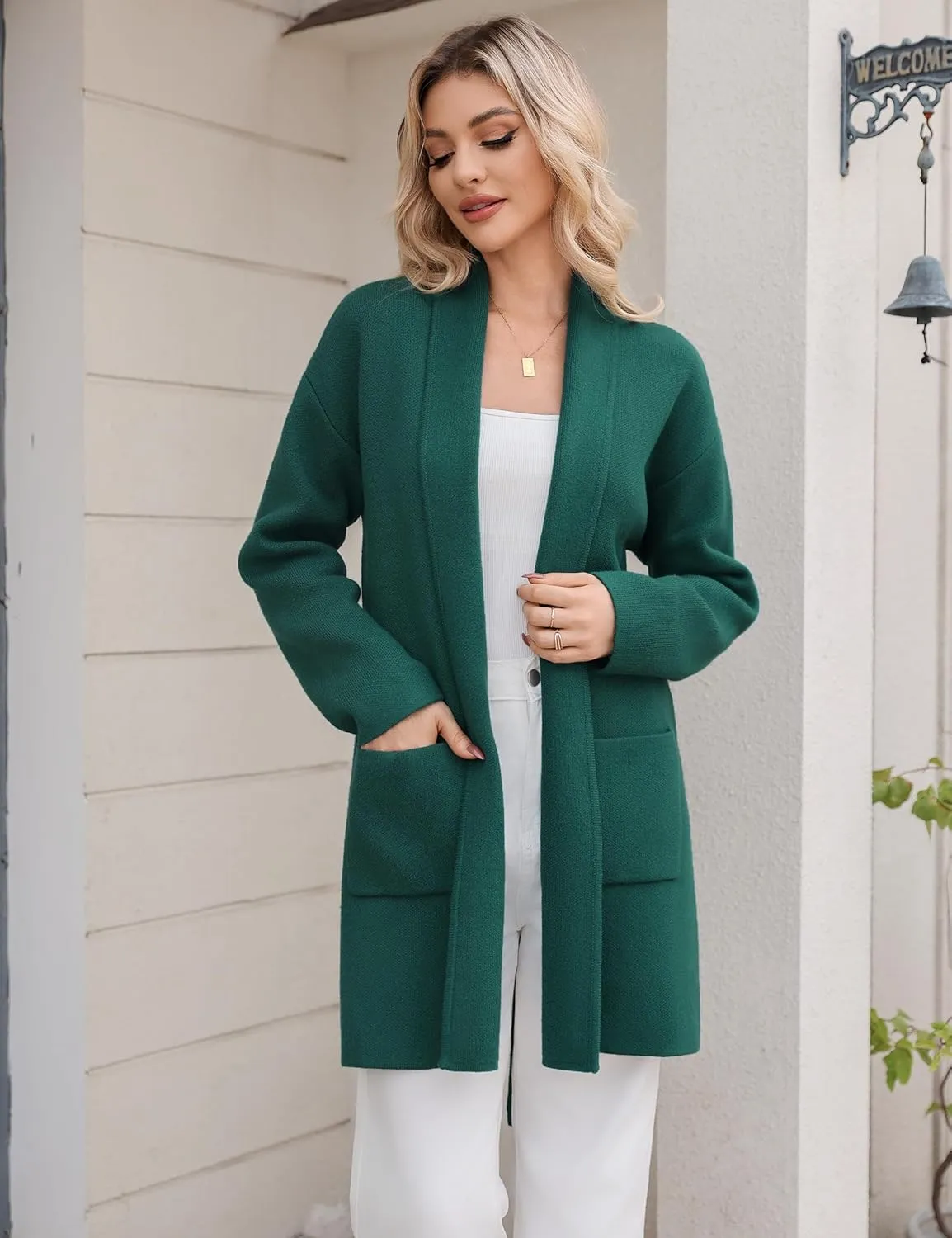Totatuit Long Cardigan Sweaters for Women with Belt 2025 Fall Spring Open Front Knit Sweaters for Women with Pockets