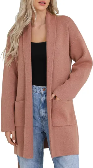 Totatuit Long Cardigan Sweaters for Women with Belt 2025 Fall Spring Open Front Knit Sweaters for Women with Pockets