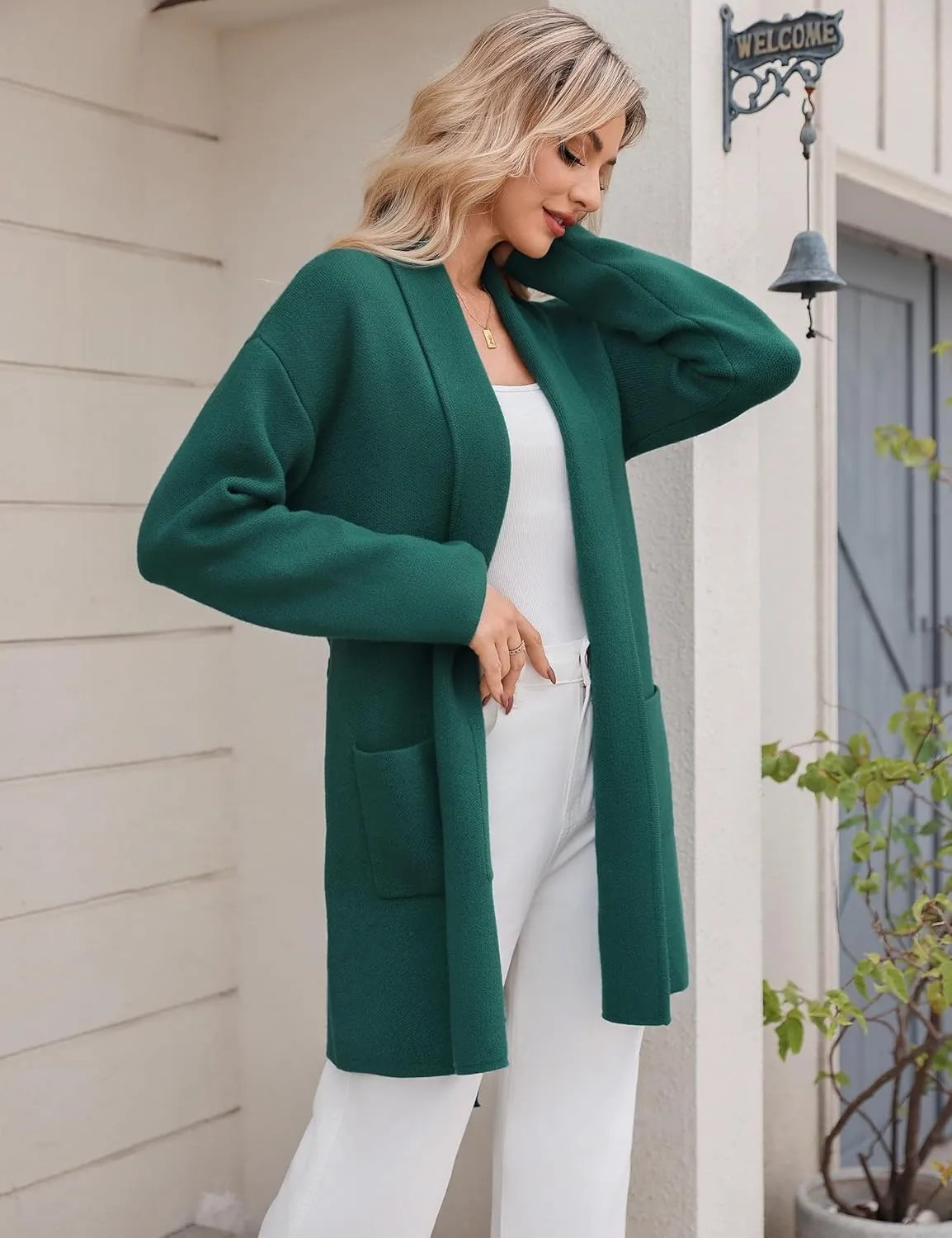 Totatuit Long Cardigan Sweaters for Women with Belt 2025 Fall Spring Open Front Knit Sweaters for Women with Pockets