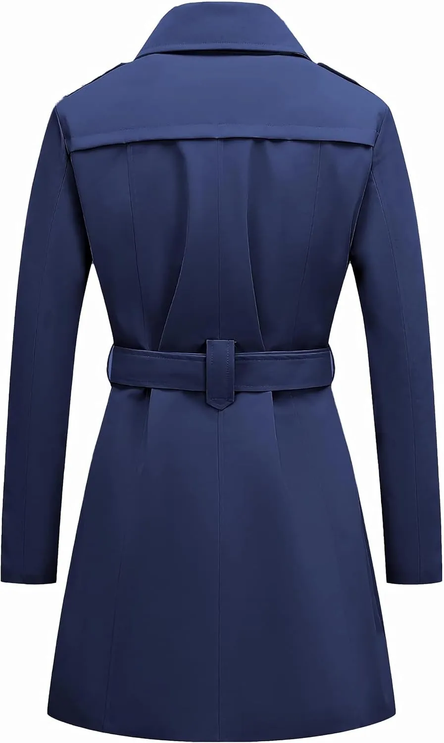 TRATENBY Women's Trench Coat Long Double Breasted Peacoat for Outerwear Trench Knee Length