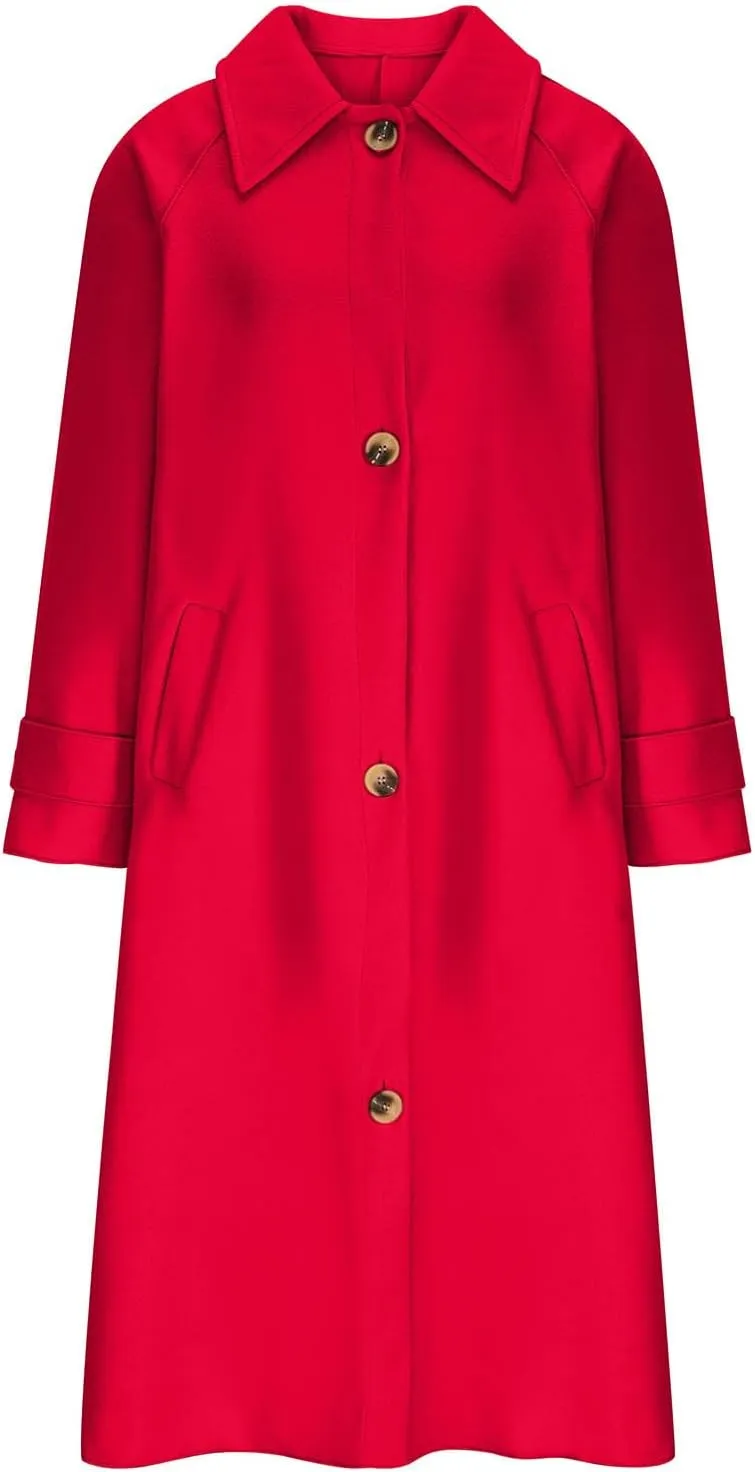 Trench Coat for Women, Classic Lapel Overcoat Outerwear Single Breasted Winter Jacket Windbreaker Long Warm Coats