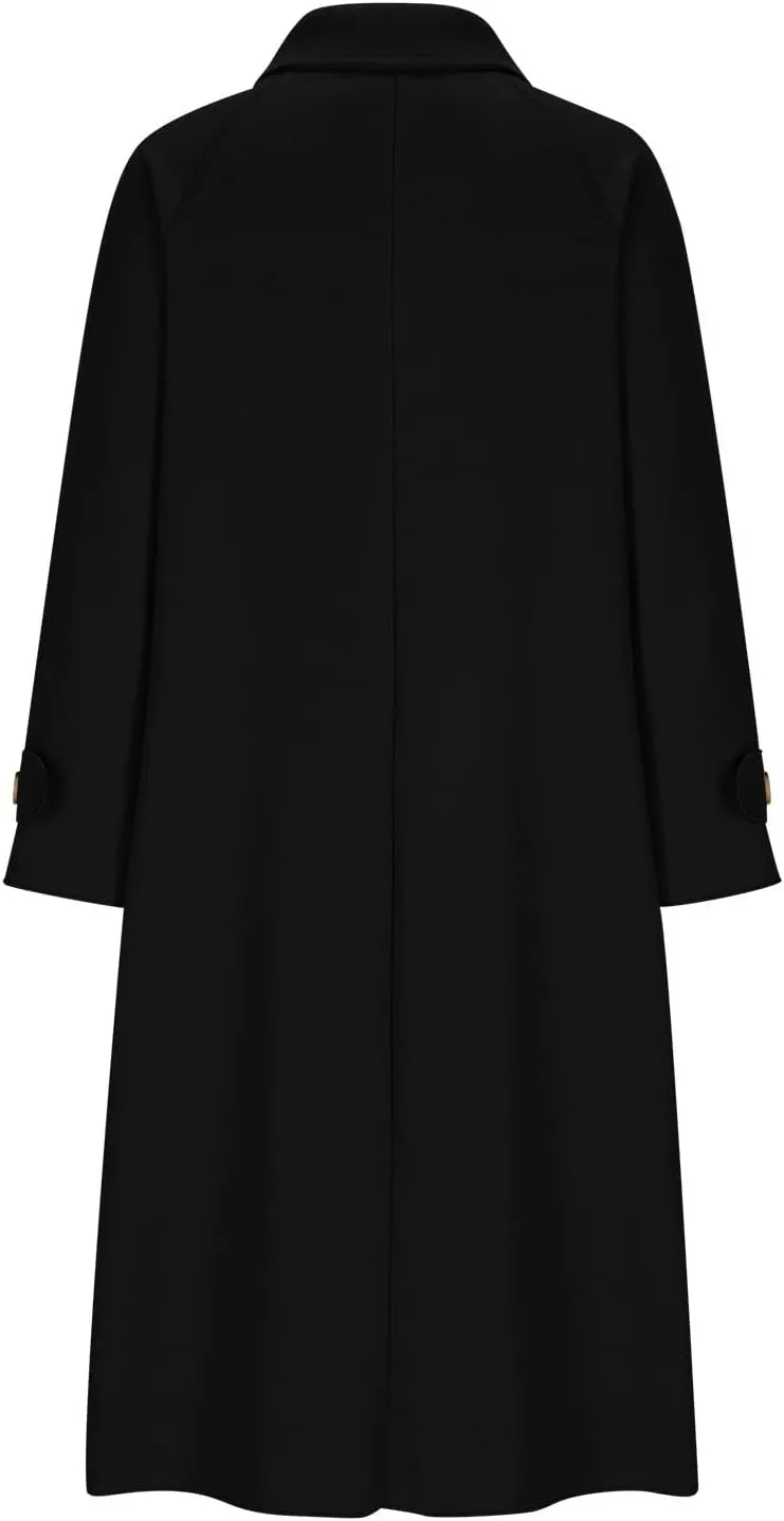 Trench Coat for Women, Classic Lapel Overcoat Outerwear Single Breasted Winter Jacket Windbreaker Long Warm Coats