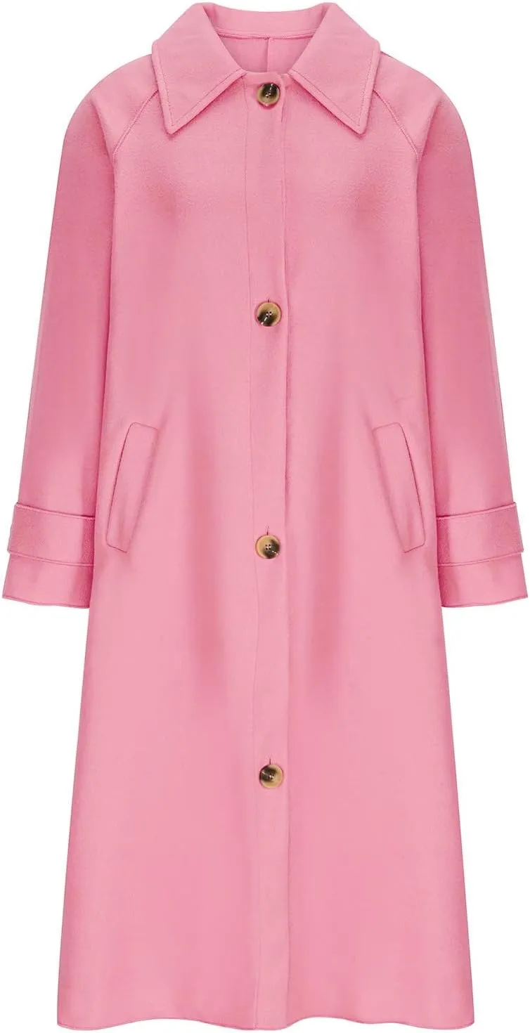 Trench Coat for Women, Classic Lapel Overcoat Outerwear Single Breasted Winter Jacket Windbreaker Long Warm Coats