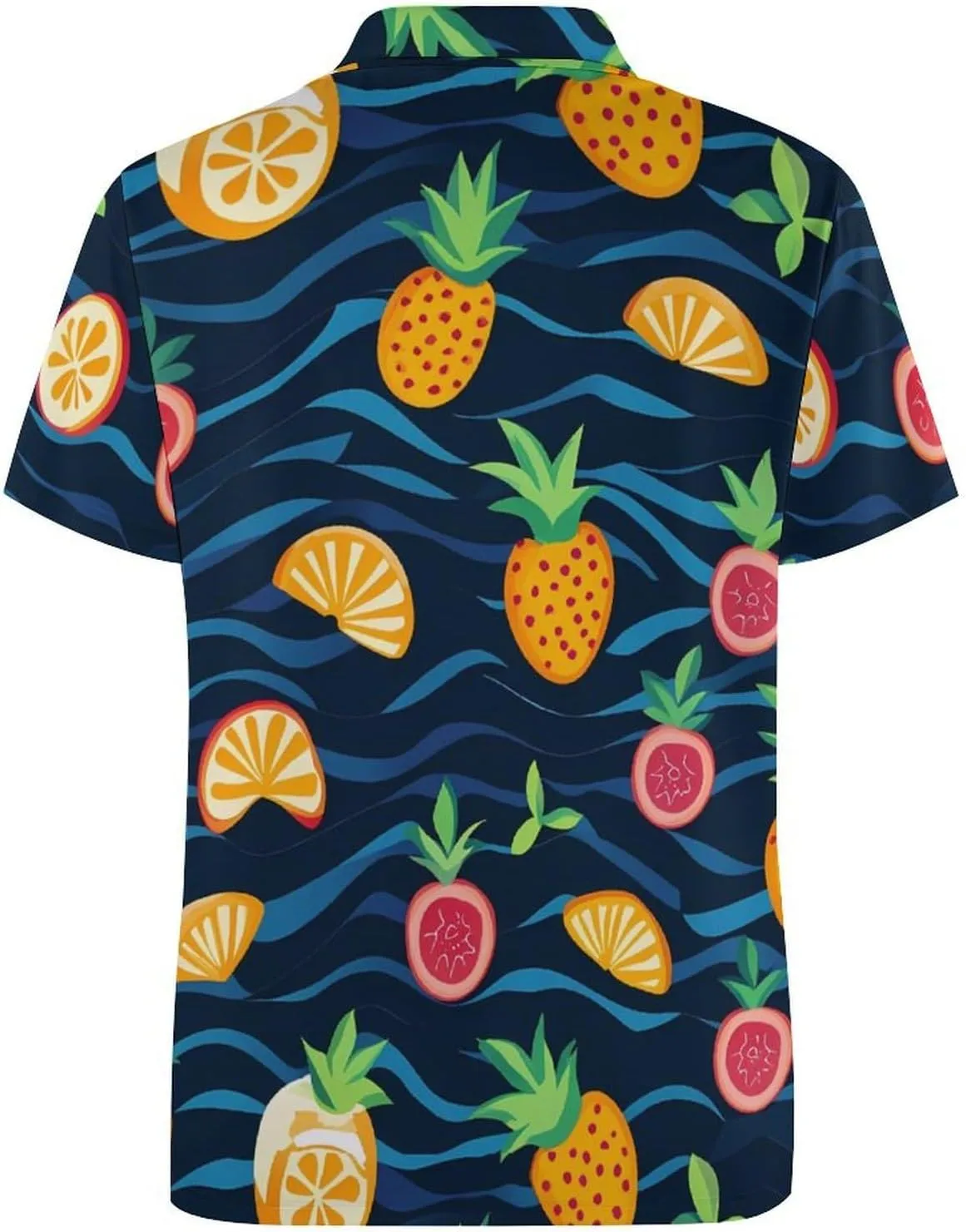 Tropical Fruits Pineapples Slim Fit Men's Short Sleeve Polo Shirts Quick-Dry Breathable Golf T-Shirt Tops