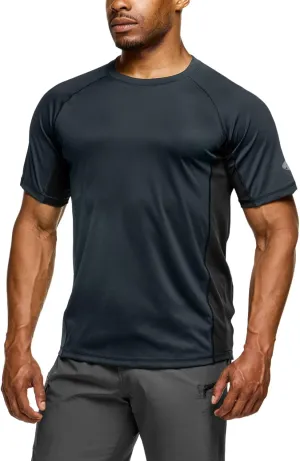 TSLA Men's Rashguard Swim Shirts, UPF 50  Protection Quick Dry, Stretch Comfort Fit, Flatlock Seams, Outdoor & Water Sports