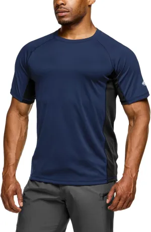 TSLA Men's Rashguard Swim Shirts, UPF 50  Protection Quick Dry, Stretch Comfort Fit, Flatlock Seams, Outdoor & Water Sports