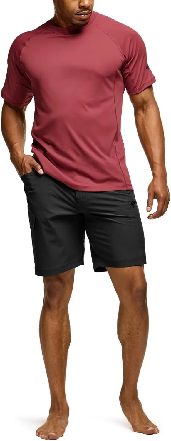 TSLA Men's Rashguard Swim Shirts, UPF 50  Protection Quick Dry, Stretch Comfort Fit, Flatlock Seams, Outdoor & Water Sports