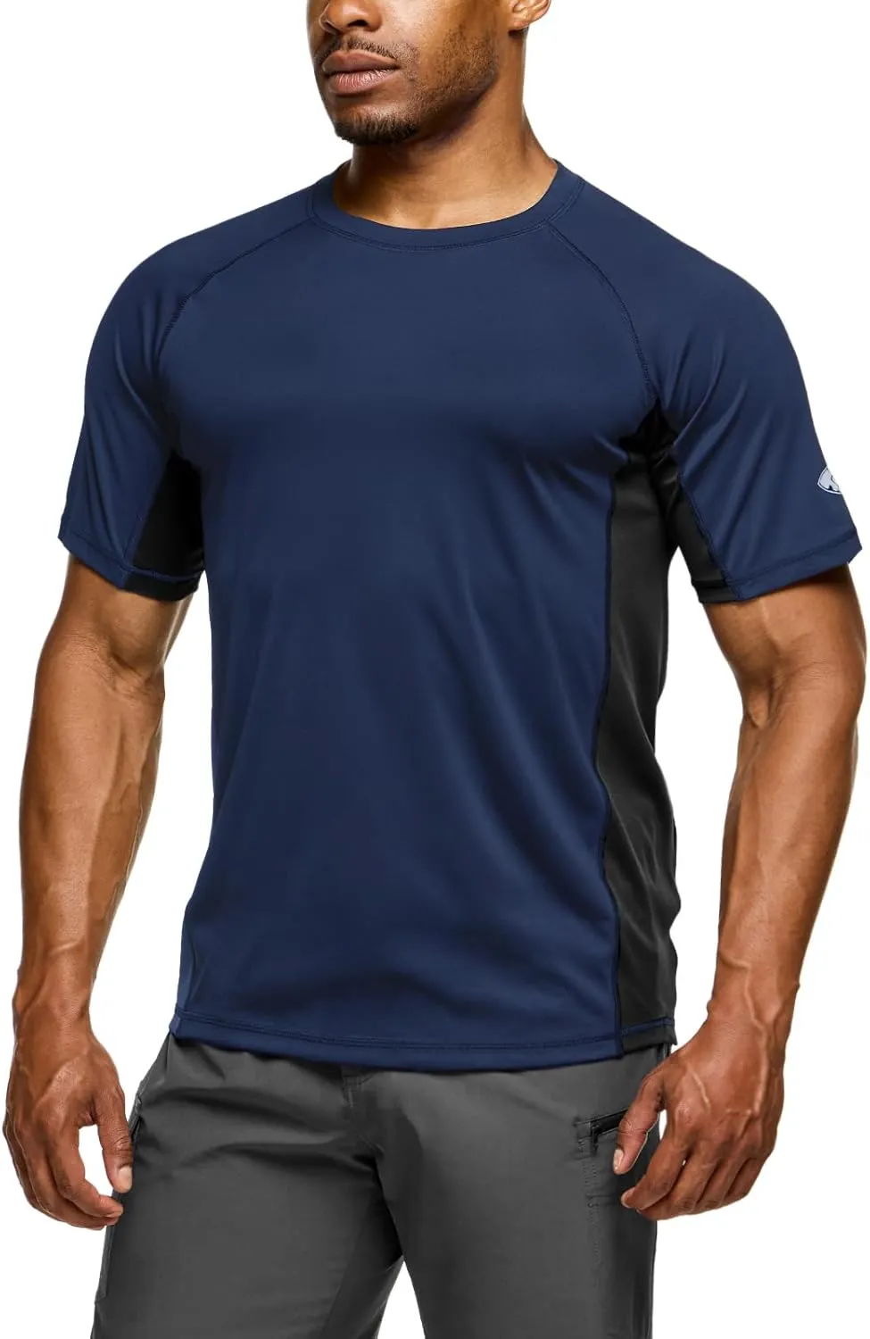 TSLA Men's Rashguard Swim Shirts, UPF 50  Protection Quick Dry, Stretch Comfort Fit, Flatlock Seams, Outdoor & Water Sports