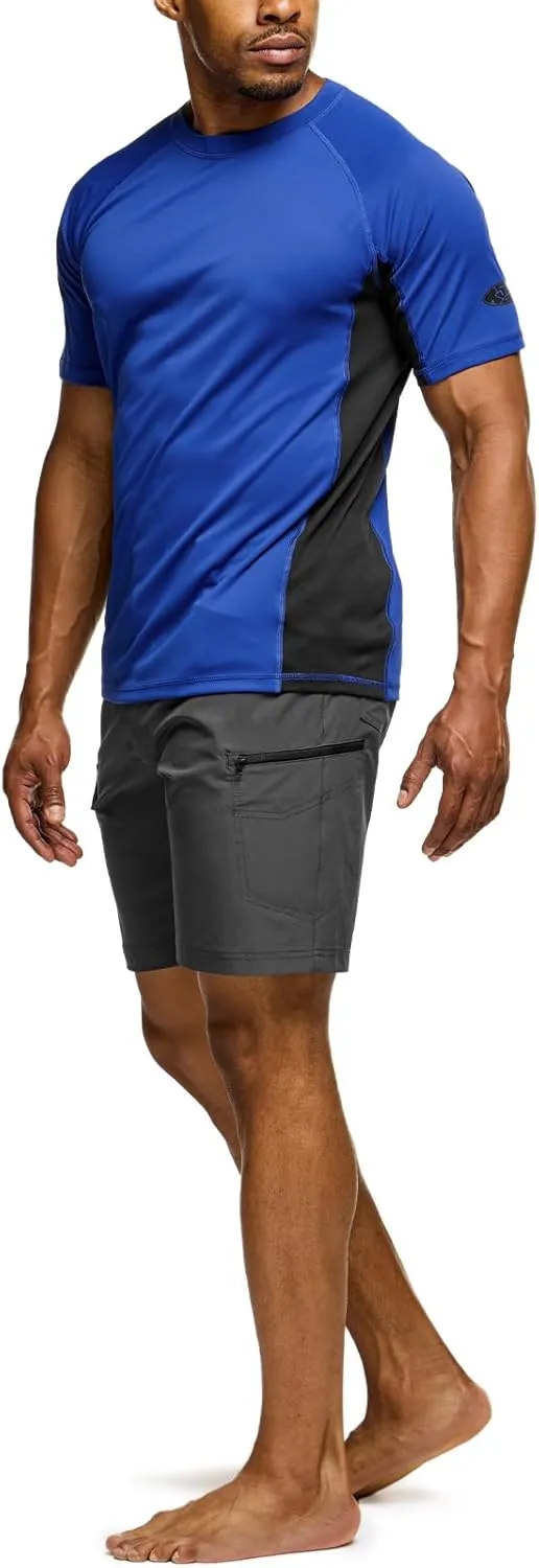 TSLA Men's Rashguard Swim Shirts, UPF 50  Protection Quick Dry, Stretch Comfort Fit, Flatlock Seams, Outdoor & Water Sports