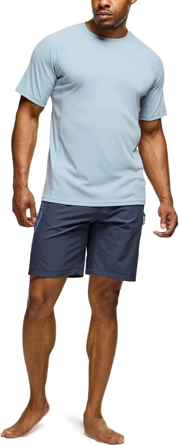TSLA Men's Rashguard Swim Shirts, UPF 50  Protection Quick Dry, Stretch Comfort Fit, Flatlock Seams, Outdoor & Water Sports