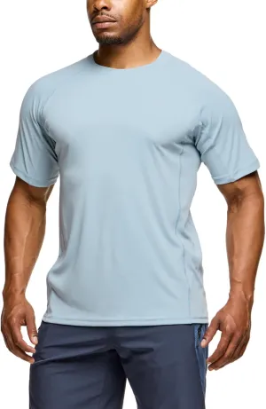 TSLA Men's Rashguard Swim Shirts, UPF 50  Protection Quick Dry, Stretch Comfort Fit, Flatlock Seams, Outdoor & Water Sports