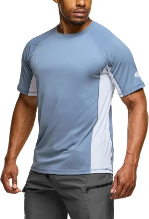 TSLA Men's Rashguard Swim Shirts, UPF 50  Protection Quick Dry, Stretch Comfort Fit, Flatlock Seams, Outdoor & Water Sports