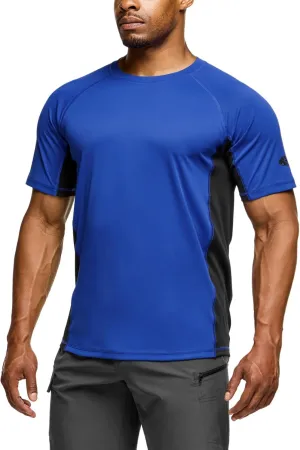 TSLA Men's Rashguard Swim Shirts, UPF 50  Protection Quick Dry, Stretch Comfort Fit, Flatlock Seams, Outdoor & Water Sports