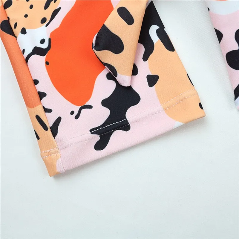 Upopby Long Sleeve Print Surfing Swimsuit Bow Thong Swimsuit