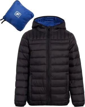 URBAN REPUBLIC Boys Puffer Jacket - Insulated Water Resistant Winter Bubble Coat for Boys with Packable Hood (Sizes: 4-20)