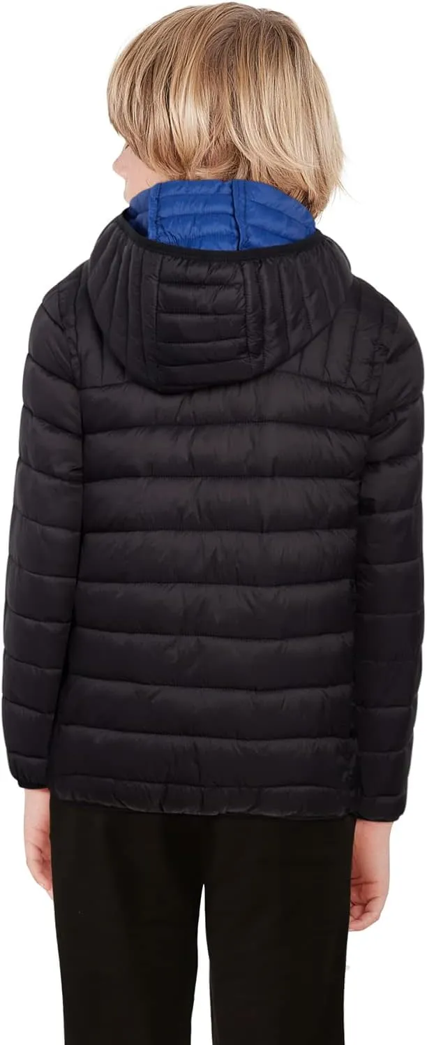 URBAN REPUBLIC Boys Puffer Jacket - Insulated Water Resistant Winter Bubble Coat for Boys with Packable Hood (Sizes: 4-20)