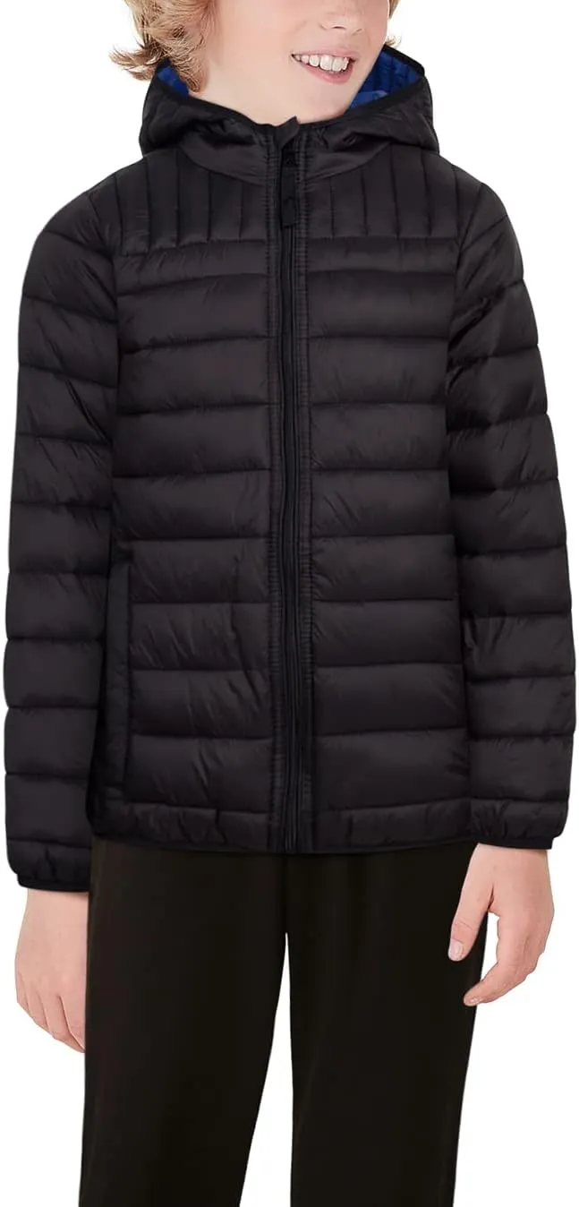 URBAN REPUBLIC Boys Puffer Jacket - Insulated Water Resistant Winter Bubble Coat for Boys with Packable Hood (Sizes: 4-20)