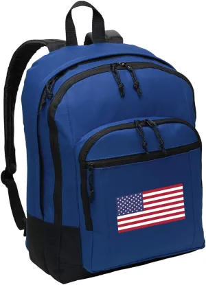 USA Flag Backpack CLASSIC Style American Flag MEDIUM SIZE With Laptop Computer Sleeve