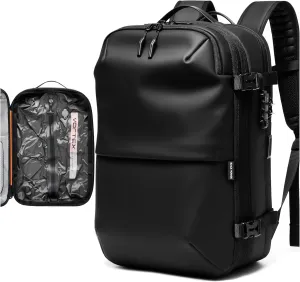 Vortex Vacuum Seal Travel Backpack 60L Exapandable Air Compression System Water Resistant TSA Lock Carry-On Suitcase Luggage Black AERO - No Vacuum Pump