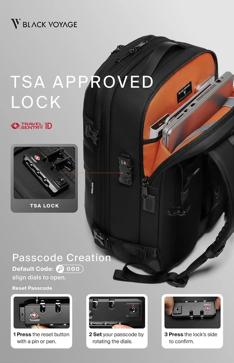 Vortex Vacuum Seal Travel Backpack 60L Exapandable Air Compression System Water Resistant TSA Lock Carry-On Suitcase Luggage Black AERO - No Vacuum Pump