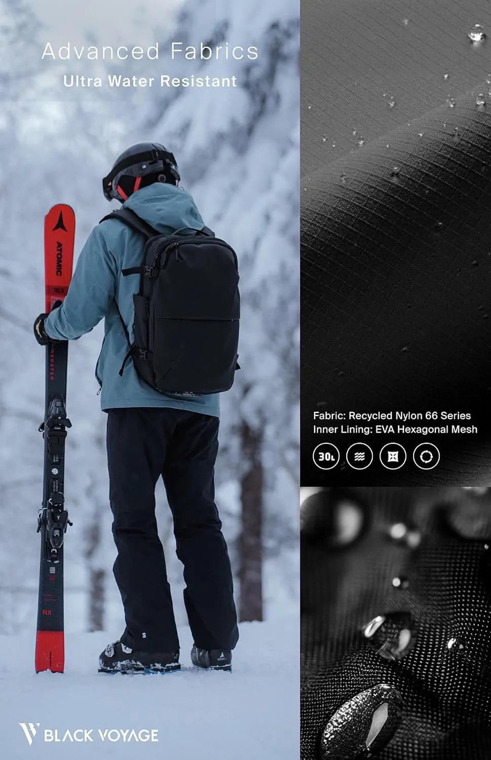 Vortex Vacuum Seal Travel Backpack 60L Exapandable Air Compression System Water Resistant TSA Lock Carry-On Suitcase Luggage Black AERO - No Vacuum Pump