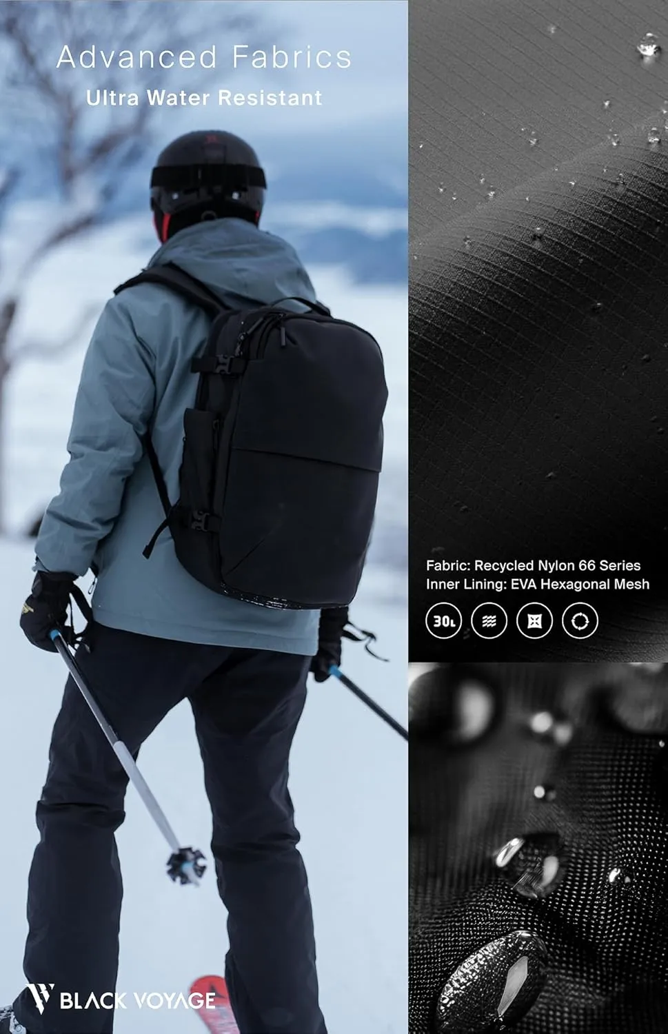 Vortex Vacuum Seal Travel Backpack 60L Exapandable Air Compression System Water Resistant TSA Lock Carry-On Suitcase Luggage Black AERO - Vacuum Pump Included