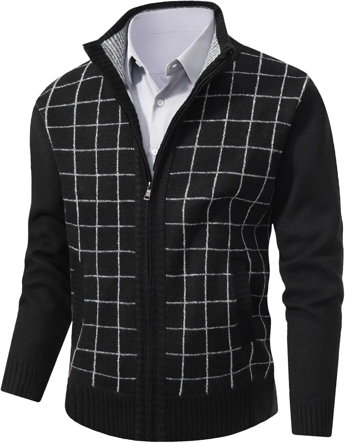 VtuAOL Men's Cardigan Sweaters Casual Full Zip Sweaters Knitted Cardigan with Pockets