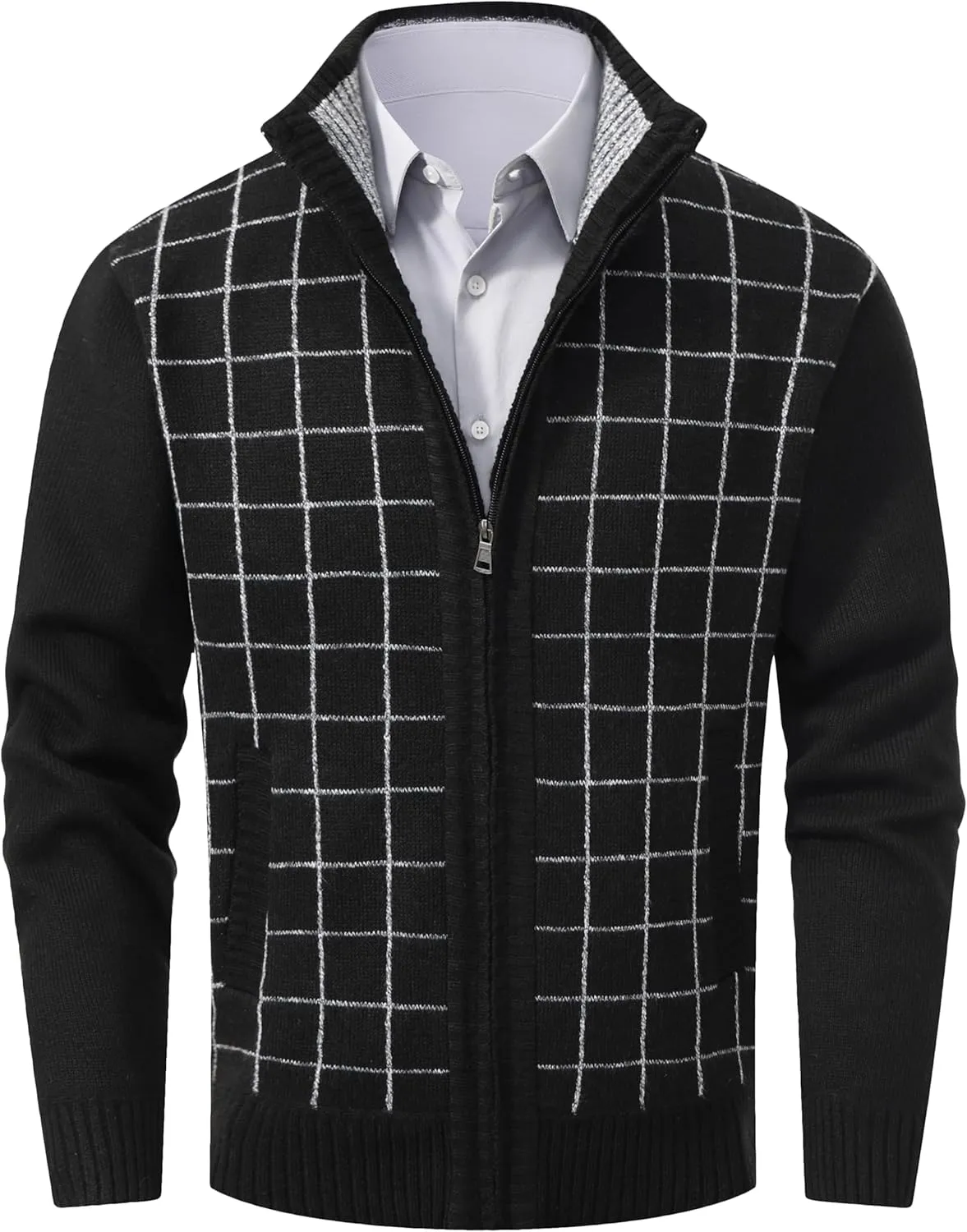 VtuAOL Men's Cardigan Sweaters Casual Full Zip Sweaters Knitted Cardigan with Pockets