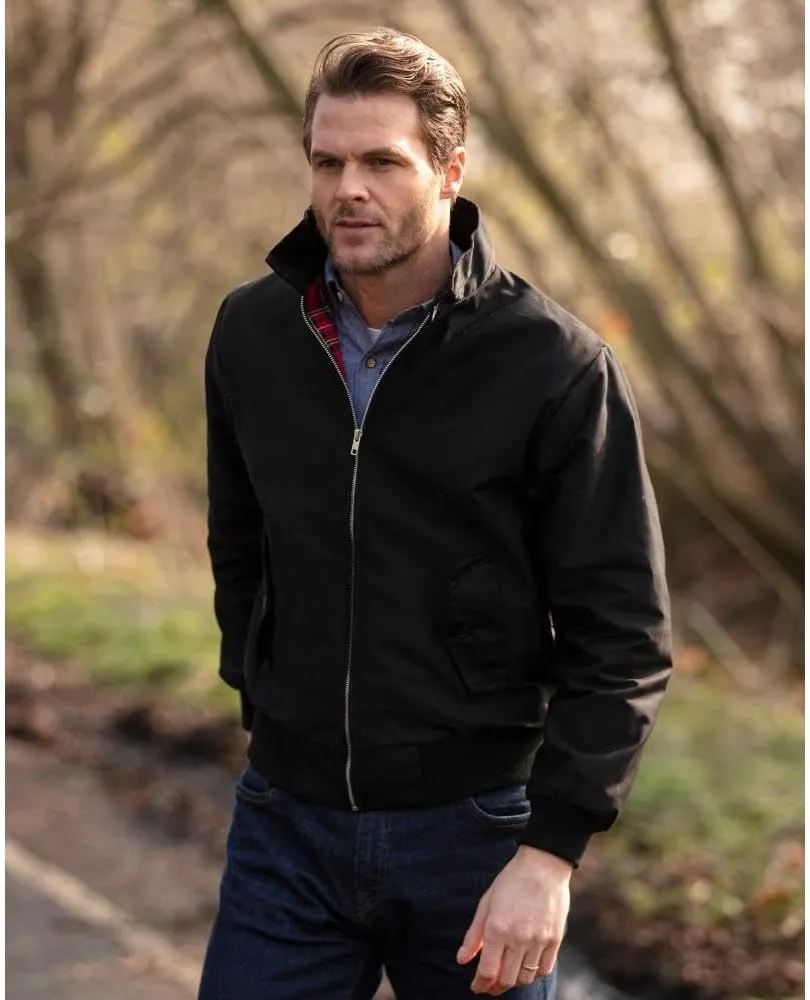 Walker and Hawkes Classic Harrington Jacket for Men - Timeless Water-Resistant Spring Jacket, Premium Cotton, Flannel-Lined