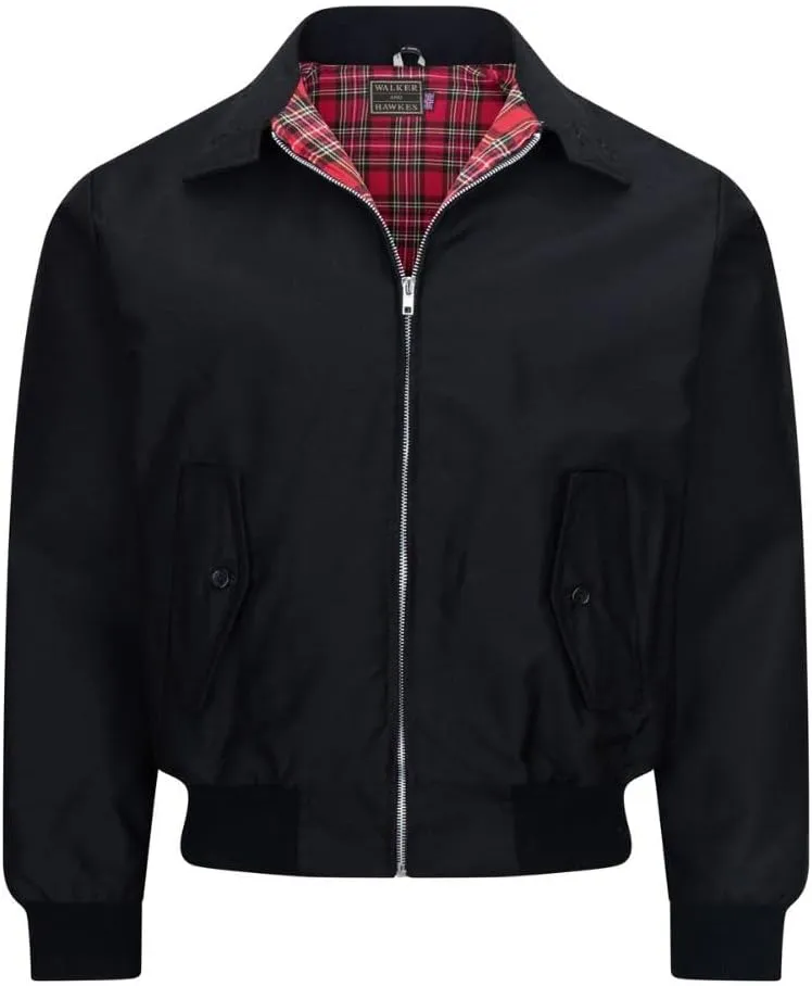 Walker and Hawkes Classic Harrington Jacket for Men - Timeless Water-Resistant Spring Jacket, Premium Cotton, Flannel-Lined
