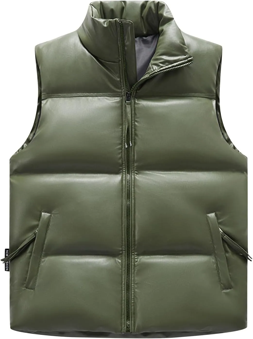 WENKOMG1 Winter Puffer Vest For Men,Lightweight Packable Ski Vest Zip Up Sleeveless Water Resistant Outerwear