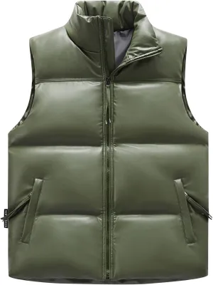 WENKOMG1 Winter Puffer Vest For Men,Lightweight Packable Ski Vest Zip Up Sleeveless Water Resistant Outerwear