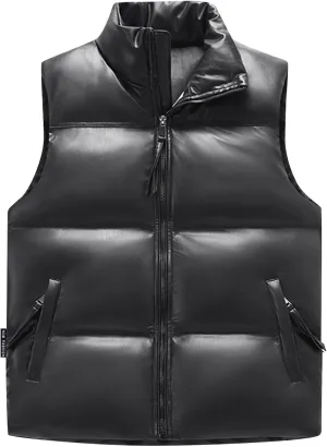 WENKOMG1 Winter Puffer Vest For Men,Lightweight Packable Ski Vest Zip Up Sleeveless Water Resistant Outerwear